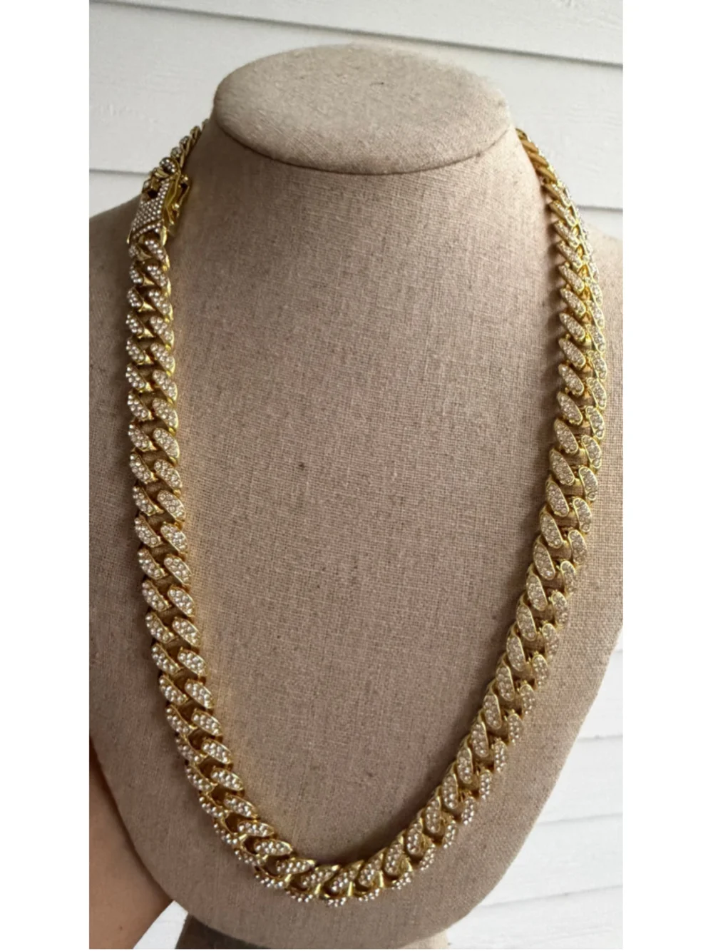Mens Gold Miami Cuban Link Chain Iced Out zirconia Diamond Necklace